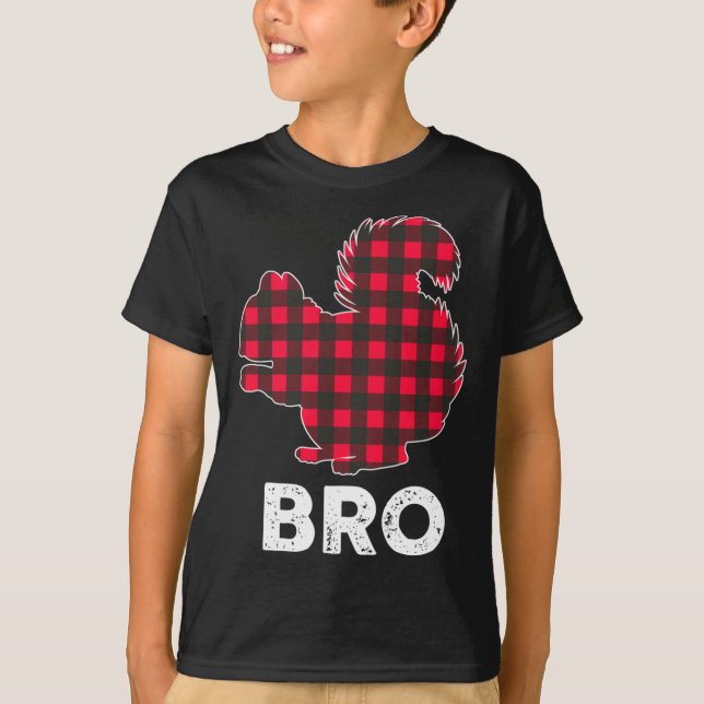 Red Plaid Bro Squirrel Christmas Matching Family P T-Shirt (Front)