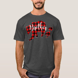 Red Plaid Brother Bear Two Cubs Matching Family Bu T-Shirt