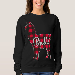 Red Plaid Brother Llama Christmas Matching Family Sweatshirt
