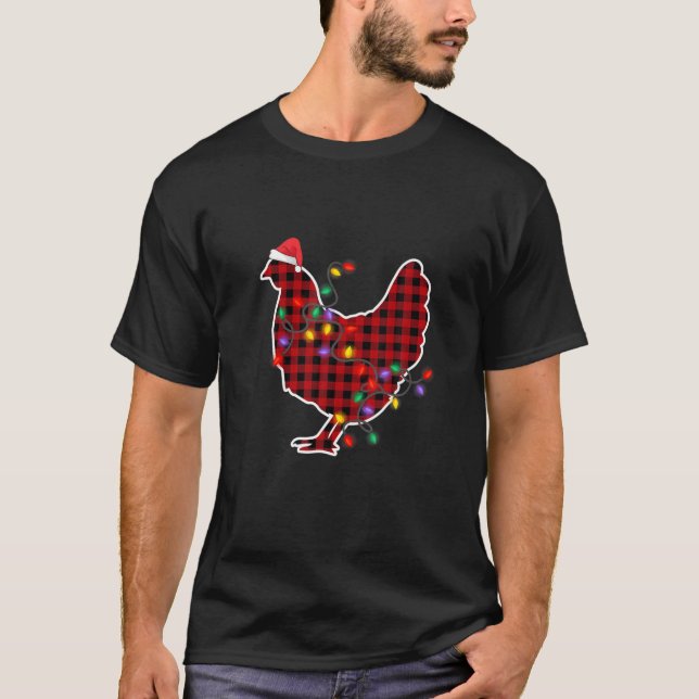 Red Plaid Buffalo Chicken Christmas Pyjamas Family T-Shirt (Front)