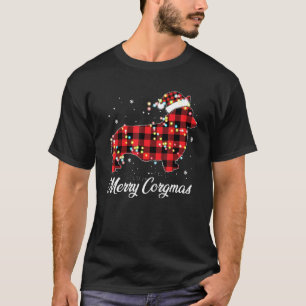 Red Plaid Buffalo Corgi Dog Merry Corgmas Christma T-Shirt