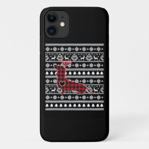 Red Plaid Buffalo Dachshund Dog Christmas iPhone 11 Case