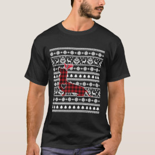 Red Plaid Buffalo Dachshund Dog Christmas Pajamas  T-Shirt