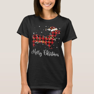 Red Plaid Buffalo Dachshund Merry Christmas Pajama T-Shirt