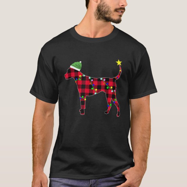 Red Plaid Buffalo Dog Pajama Christmas Gift Men Wo T-Shirt (Front)