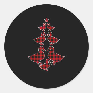 Red Plaid Buffalo Duck Christmas Tree Pajamas Xmas Classic Round Sticker