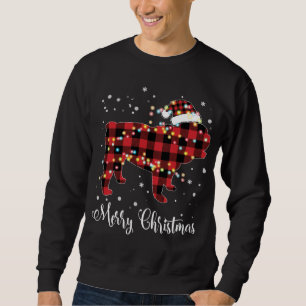 Red Plaid Buffalo English Bulldog Merry Christmas Sweatshirt