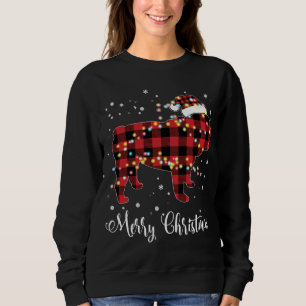 Red Plaid Buffalo English Bulldog Merry Christmas Sweatshirt