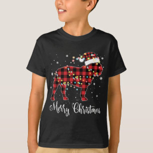 Red Plaid Buffalo French Bulldog Merry Christmas P T-Shirt