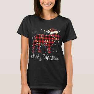 Red Plaid Buffalo French Bulldog Merry Christmas P T-Shirt