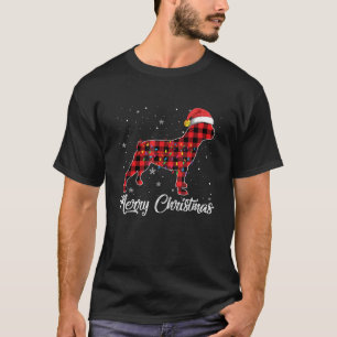 Red Plaid Buffalo French Bulldog Merry Christmas P T-Shirt