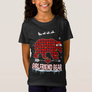 Red Plaid Buffalo Girlfriend Bear Christmas Pajama T-Shirt