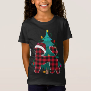 Red Plaid Buffalo Great Poodle Matching Christmas T-Shirt