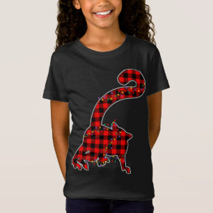 Red Plaid Buffalo Lemur Xmas Light Matching Pajama T-Shirt