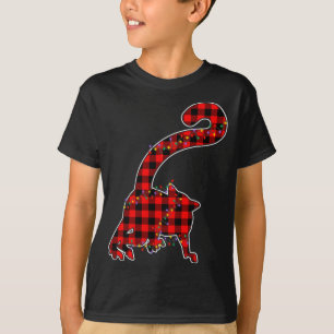 Red Plaid Buffalo Lemur Xmas Light Matching Pajama T-Shirt