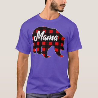 Red Plaid Buffalo Mama Bear Matching Family Pajama T-Shirt