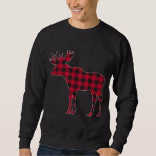 Red Plaid Buffalo Moose Christmas Matching Family Sweatshirt
