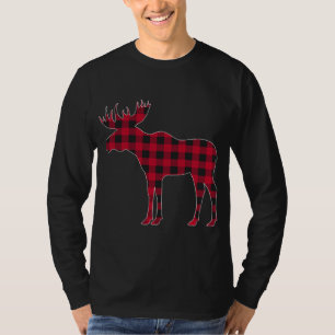 Red Plaid Buffalo Moose Christmas Matching Family  T-Shirt