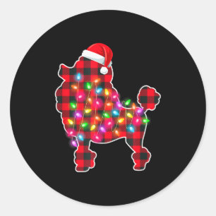 Red Plaid Buffalo Odle Dog Christmas Lights Pajama Classic Round Sticker