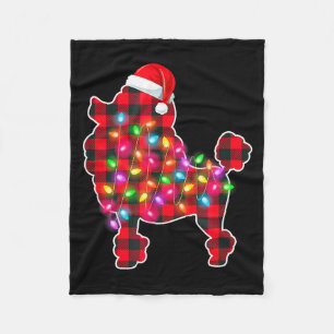 Red Plaid Buffalo Odle Dog Christmas Lights Pajama Fleece Blanket