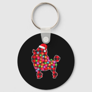 Red Plaid Buffalo Odle Dog Christmas Lights Pajama Key Ring