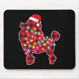 Red Plaid Buffalo Odle Dog Christmas Lights Pajama Mouse Mat