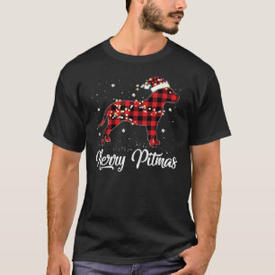 Red Plaid Buffalo Pitbull Merry Pitmas Pit Bull Ch T-Shirt
