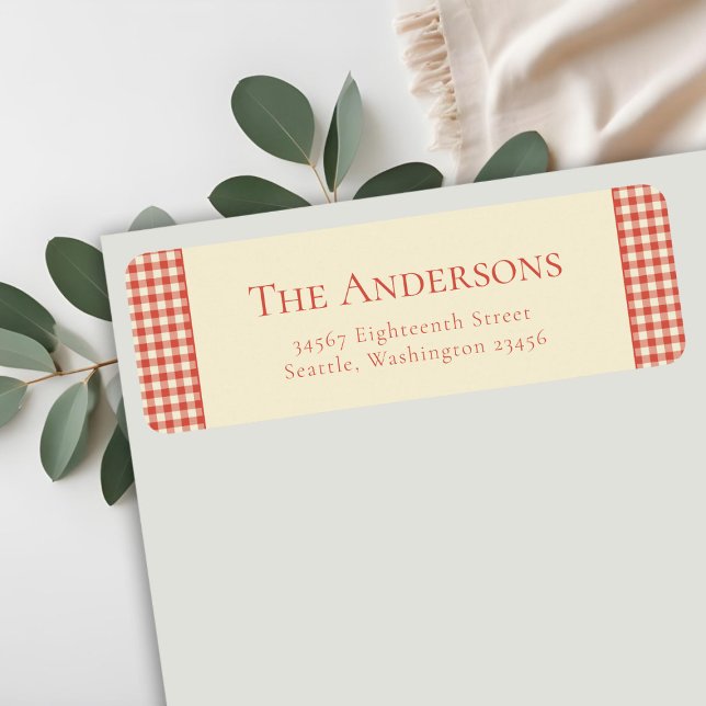 Red Plaid Buffalo Retro Rustic Return Address (Creator Uploaded)