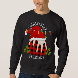 Red Plaid Buffalo Santa Christmas Pudding Sweatshirt