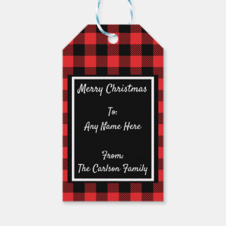 Red Plaid Buffalo Tartan Flannel Personalised Gift Tags