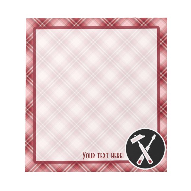Red Plaid Carpenter Tools Notepad (Front)