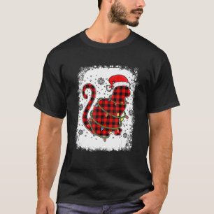 Red Plaid Cat Santa Hat Christmas Pyjamas Family X T-Shirt