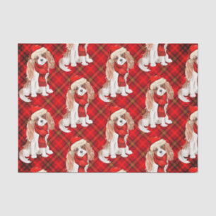Red Plaid Cavalier King Charles Dog Christmas Tissue Paper