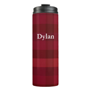 Red Plaid Check Pattern Rustic Personalised Thermal Tumbler