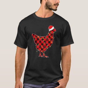 Red Plaid Chicken Christmas Lights Pyjamas Adult K T-Shirt