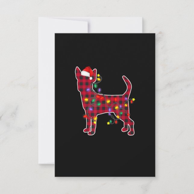 Red Plaid Chihuahua Dog Christmas Pyjamas Family X Thank You Card (Front)