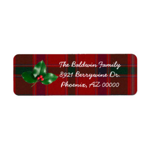 Red Plaid Christmas Address Labels