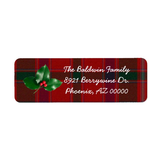 Red Plaid Christmas Address Labels (Front)