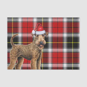 Red Plaid Christmas Airedale Terrier Dog Holiday Tissue Paper