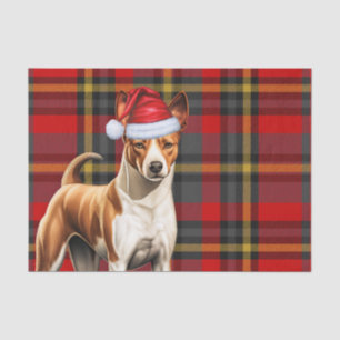 Red Plaid Christmas Basenji Dog Holiday Tissue Paper