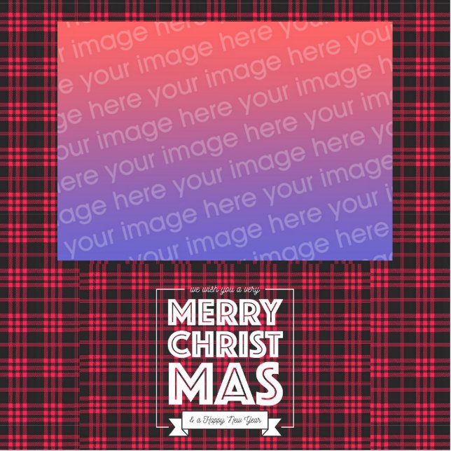 Red plaid  Christmas Border Photo  Cutout Standing Photo Sculpture (Front)