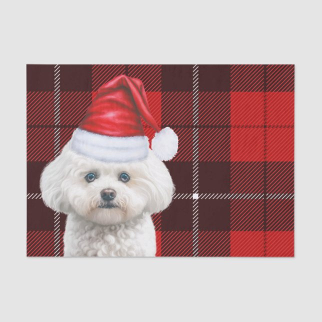 Red Plaid Christmas Coton de Tulear Dog Tissue Paper (Front)