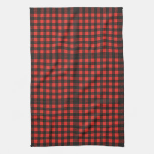 Red Plaid Christmas Decor Kitchen Tea Towel