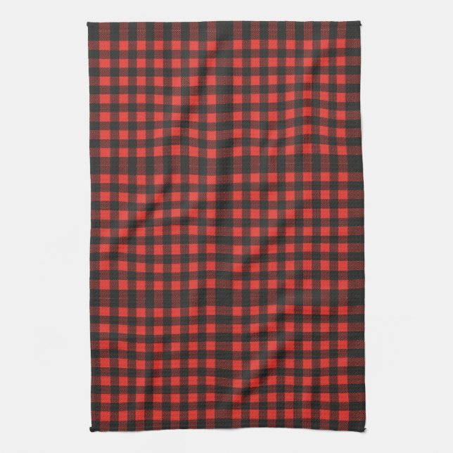 Red Plaid Christmas Decor Kitchen  Tea Towel (Vertical)