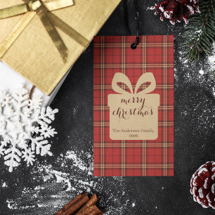 Red Plaid Christmas Festive Pattern -  Gift Tags