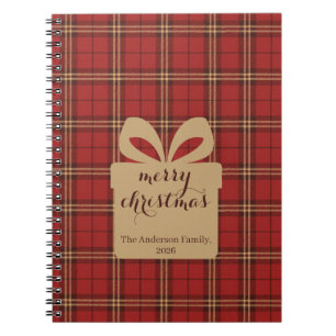 Red Plaid Christmas Festive Pattern - Notebook