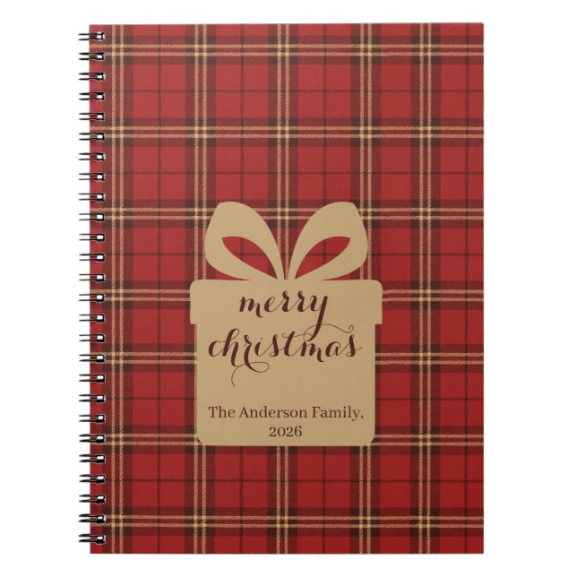 Red Plaid Christmas Festive Pattern -  Notebook (Front)