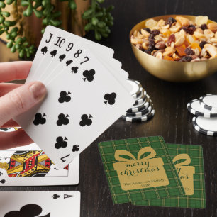 Red Plaid Christmas Festive Pattern - Playing Cards