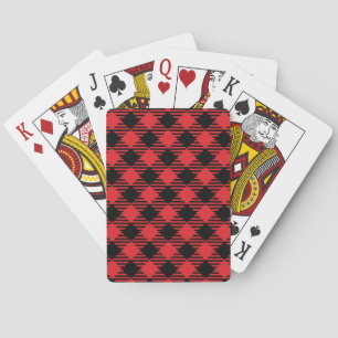 Red Plaid Christmas Gifts Personalised   Playing Cards