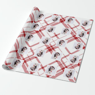 Red Plaid Christmas Hoiday Square Photo Custom Wrapping Paper